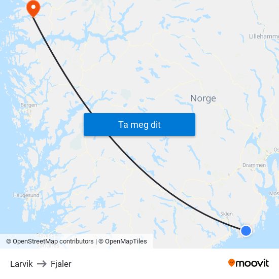 Larvik to Fjaler map