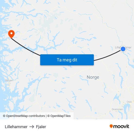 Lillehammer to Fjaler map