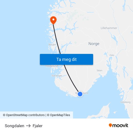 Songdalen to Fjaler map