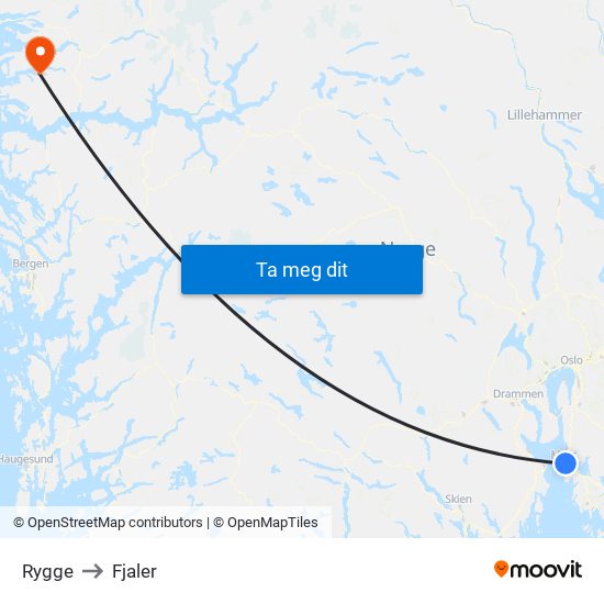 Rygge to Fjaler map