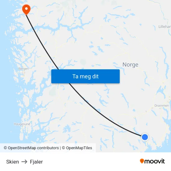 Skien to Fjaler map