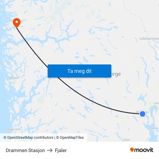 Drammen Stasjon to Fjaler map