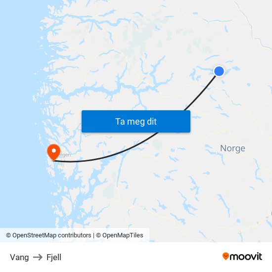 Vang to Fjell map