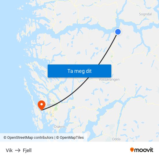 Vik to Fjell map