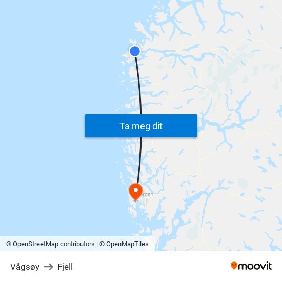 Vågsøy to Fjell map