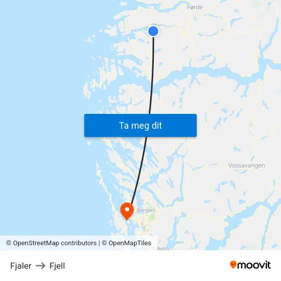 Fjaler to Fjell map