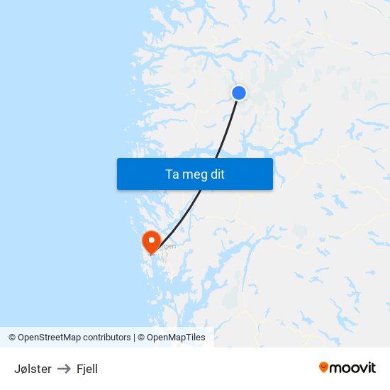 Jølster to Fjell map