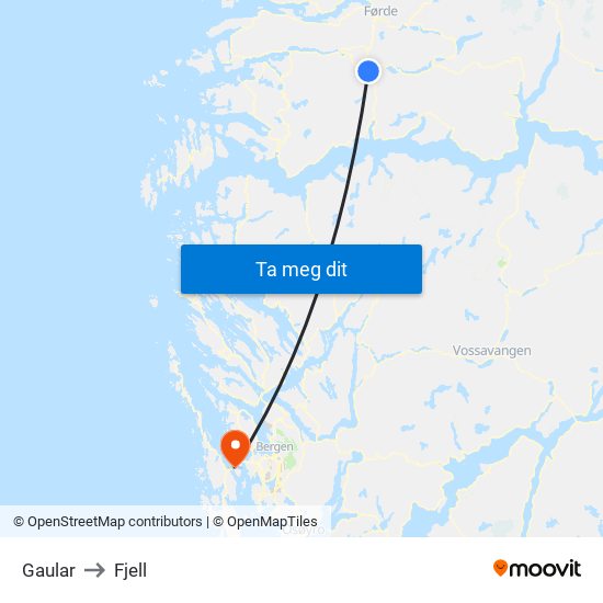 Gaular to Fjell map