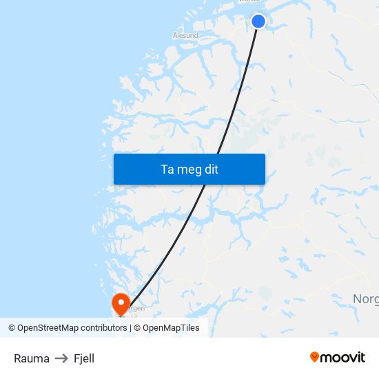 Rauma to Fjell map