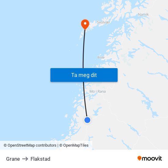 Grane to Flakstad map