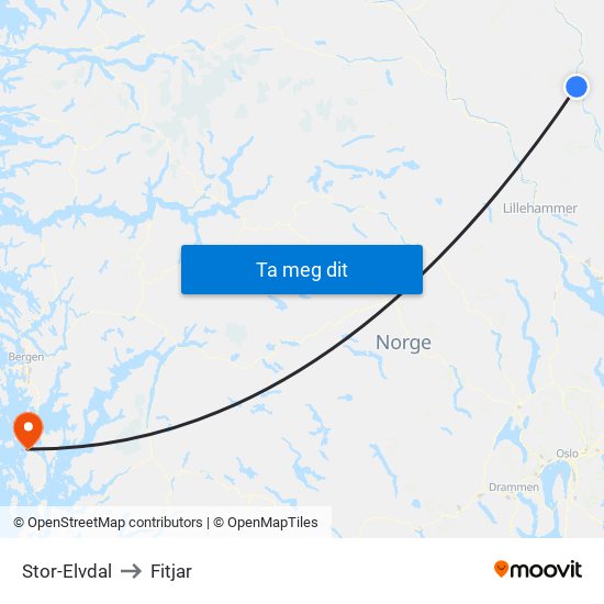 Stor-Elvdal to Fitjar map