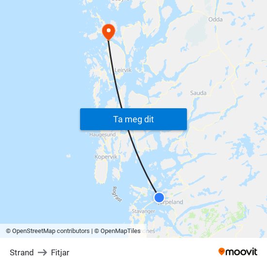 Strand to Fitjar map