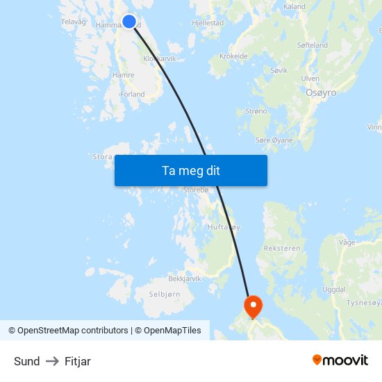 Sund to Fitjar map