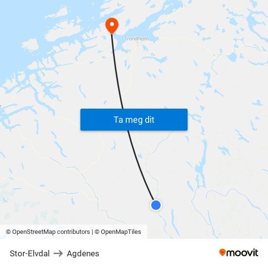 Stor-Elvdal to Agdenes map