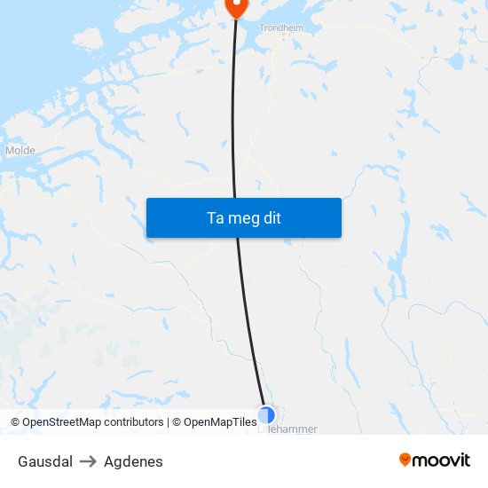 Gausdal to Agdenes map