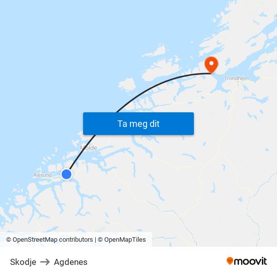 Skodje to Agdenes map