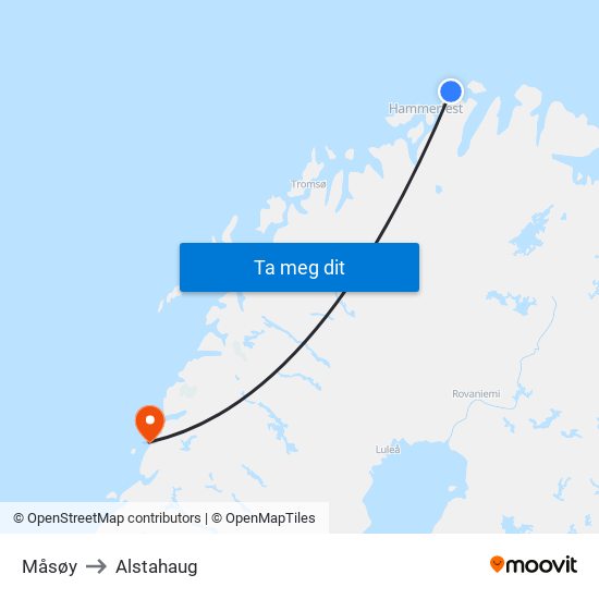 Måsøy to Alstahaug map