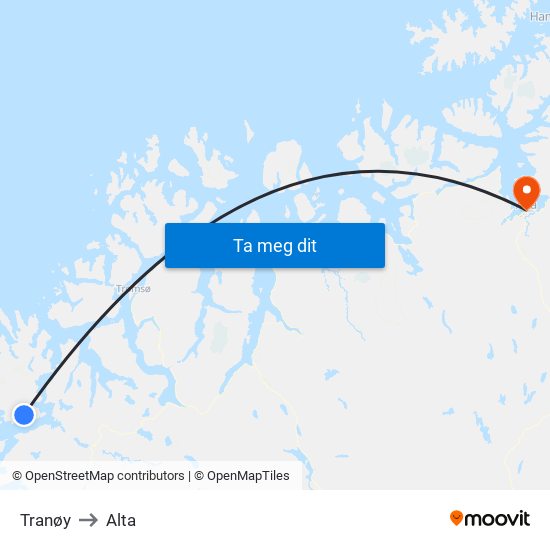 Tranøy to Alta map