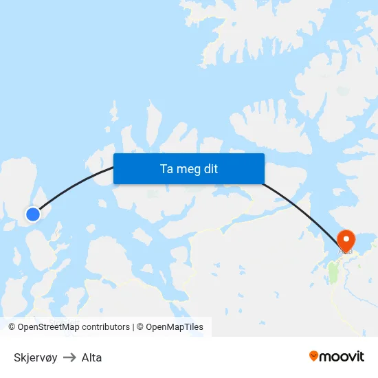Skjervøy to Alta map