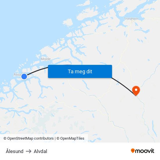 Ålesund to Alvdal map