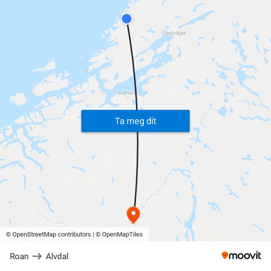 Roan to Alvdal map