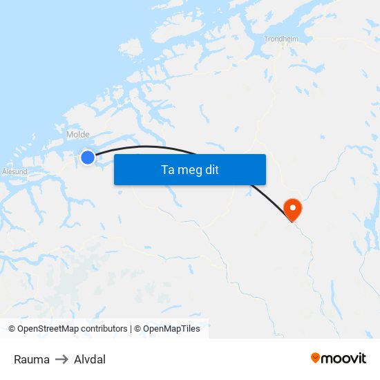 Rauma to Alvdal map