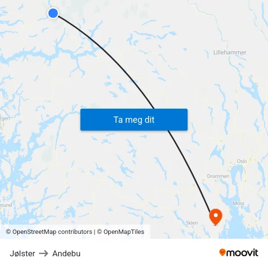 Jølster to Andebu map