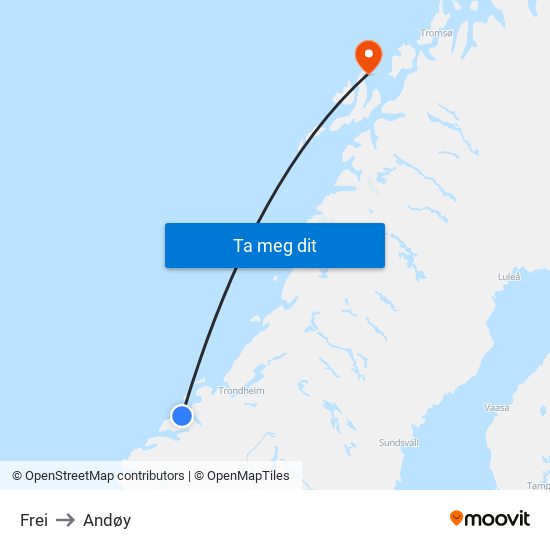Frei to Andøy map