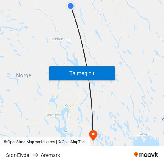 Stor-Elvdal to Aremark map