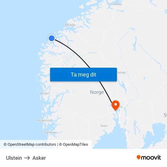 Ulstein to Asker map