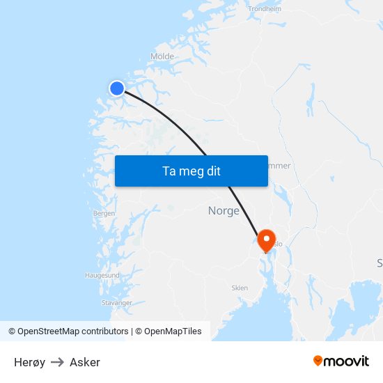 Herøy to Asker map