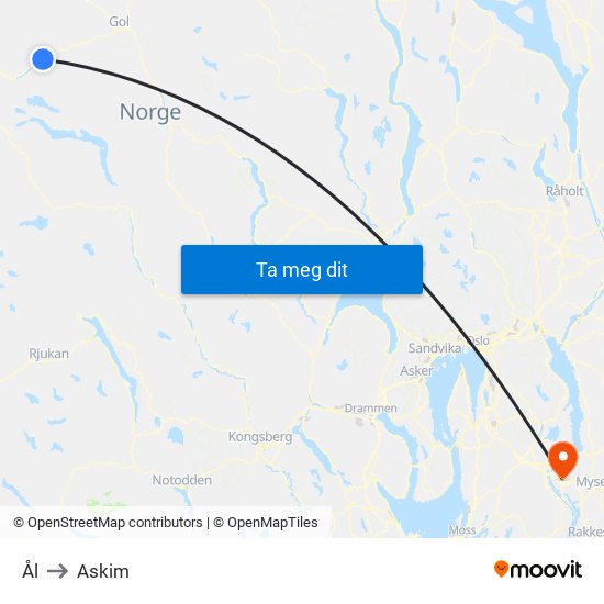 Ål to Askim map