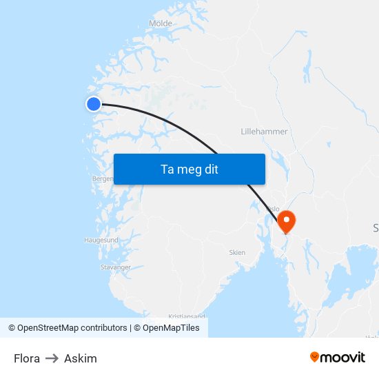 Flora to Askim map