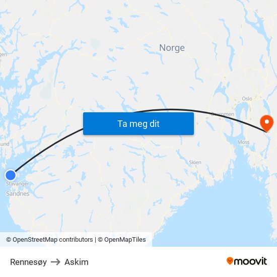 Rennesøy to Askim map