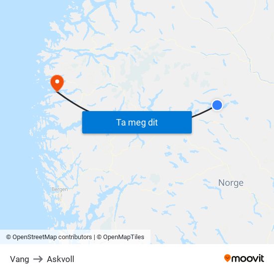 Vang to Askvoll map