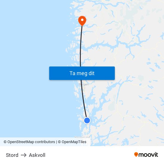 Stord to Askvoll map