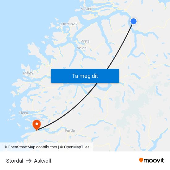 Stordal to Askvoll map