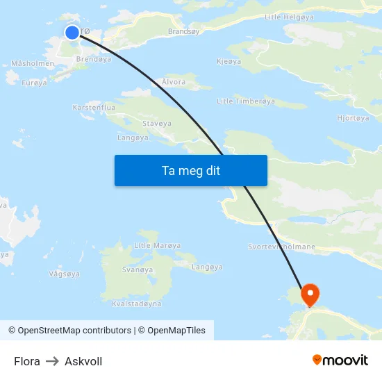 Flora to Askvoll map
