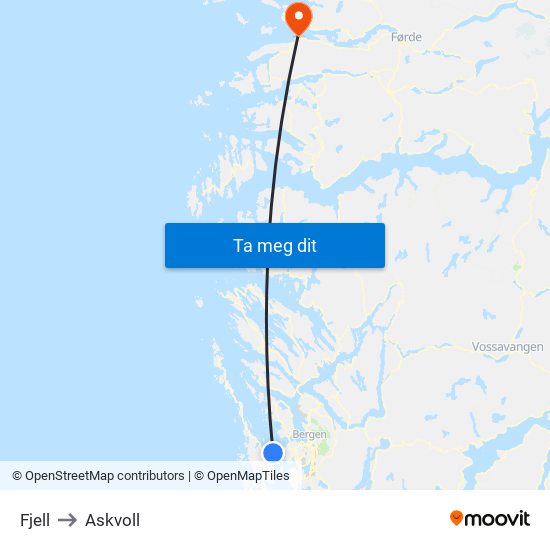 Fjell to Askvoll map