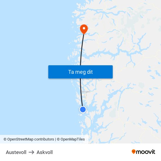 Austevoll to Askvoll map