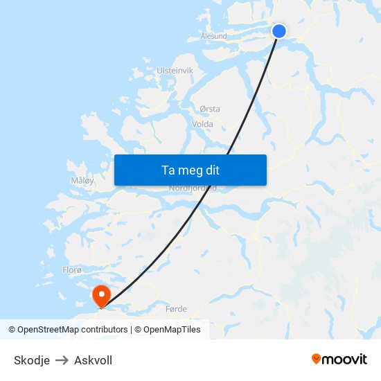 Skodje to Askvoll map