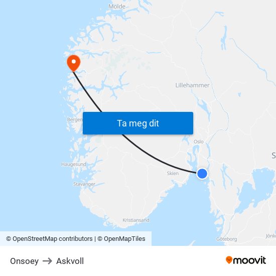Onsoey to Askvoll map