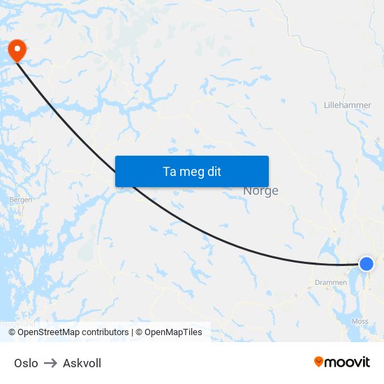 Oslo to Askvoll map