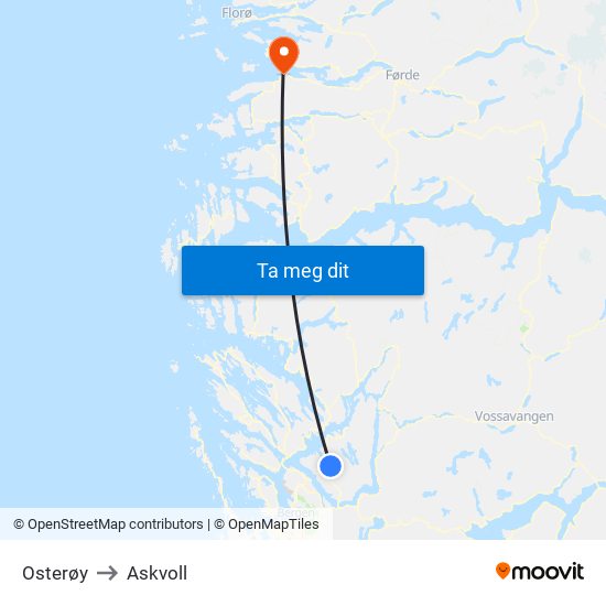 Osterøy to Askvoll map