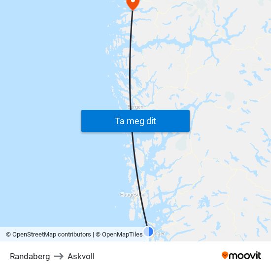 Randaberg to Askvoll map