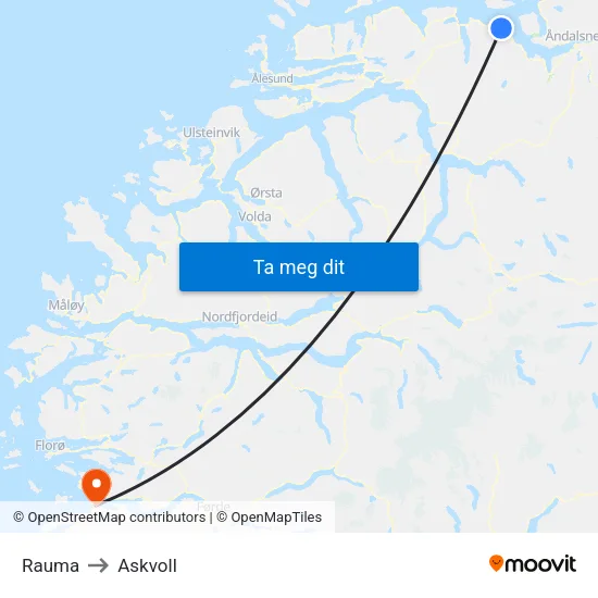 Rauma to Askvoll map