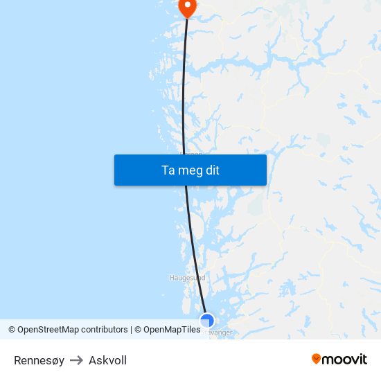 Rennesøy to Askvoll map