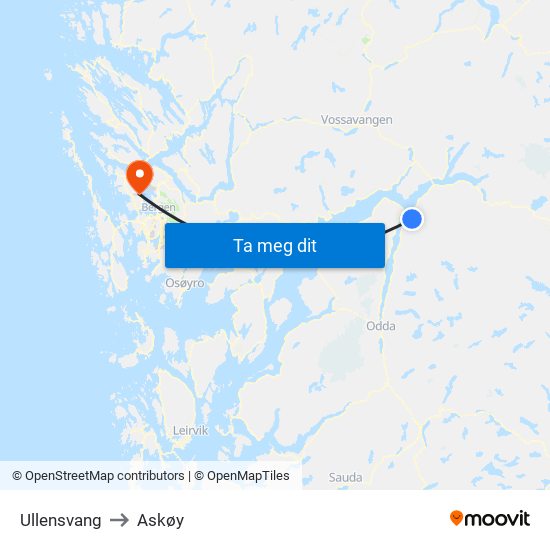 Ullensvang to Askøy map