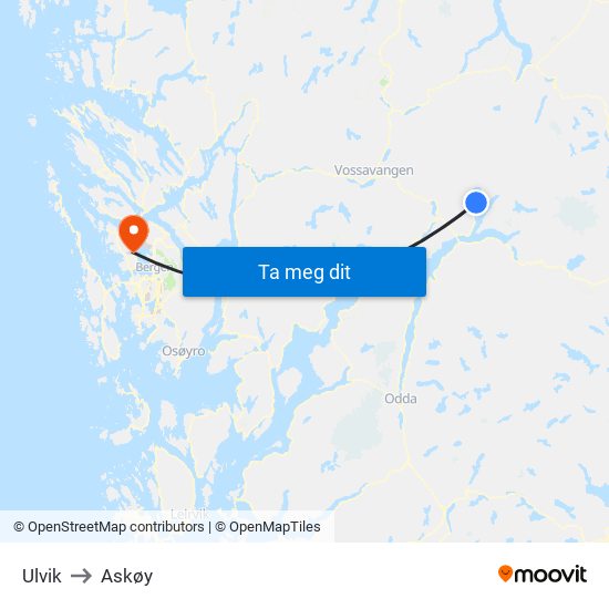 Ulvik to Askøy map