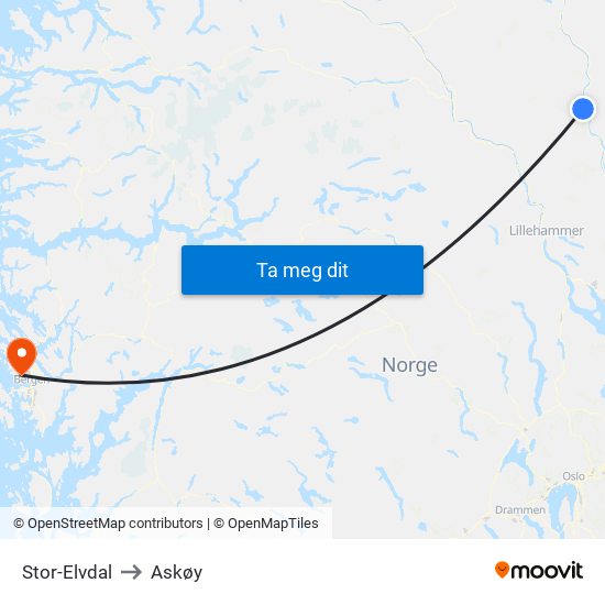 Stor-Elvdal to Askøy map